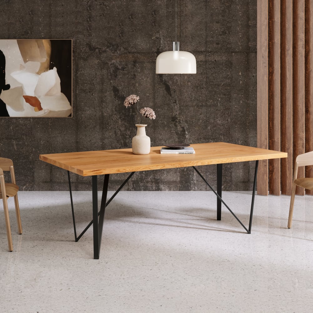 Eichentisch mit Metallbeinen 200x90 cm - Maisons Du Monde