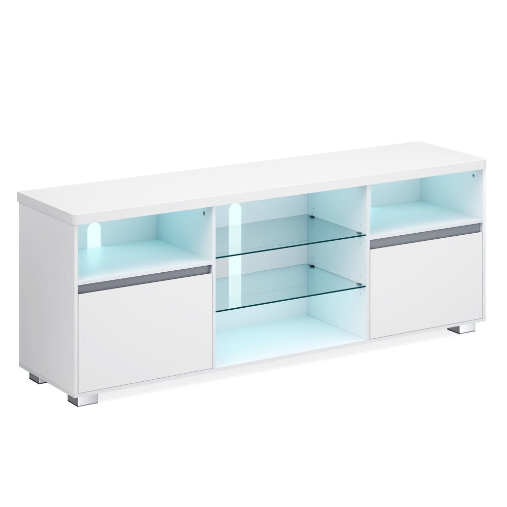 Meuble tv moderne avec rangement pour tv 160 x 40 x 60 cm blanc