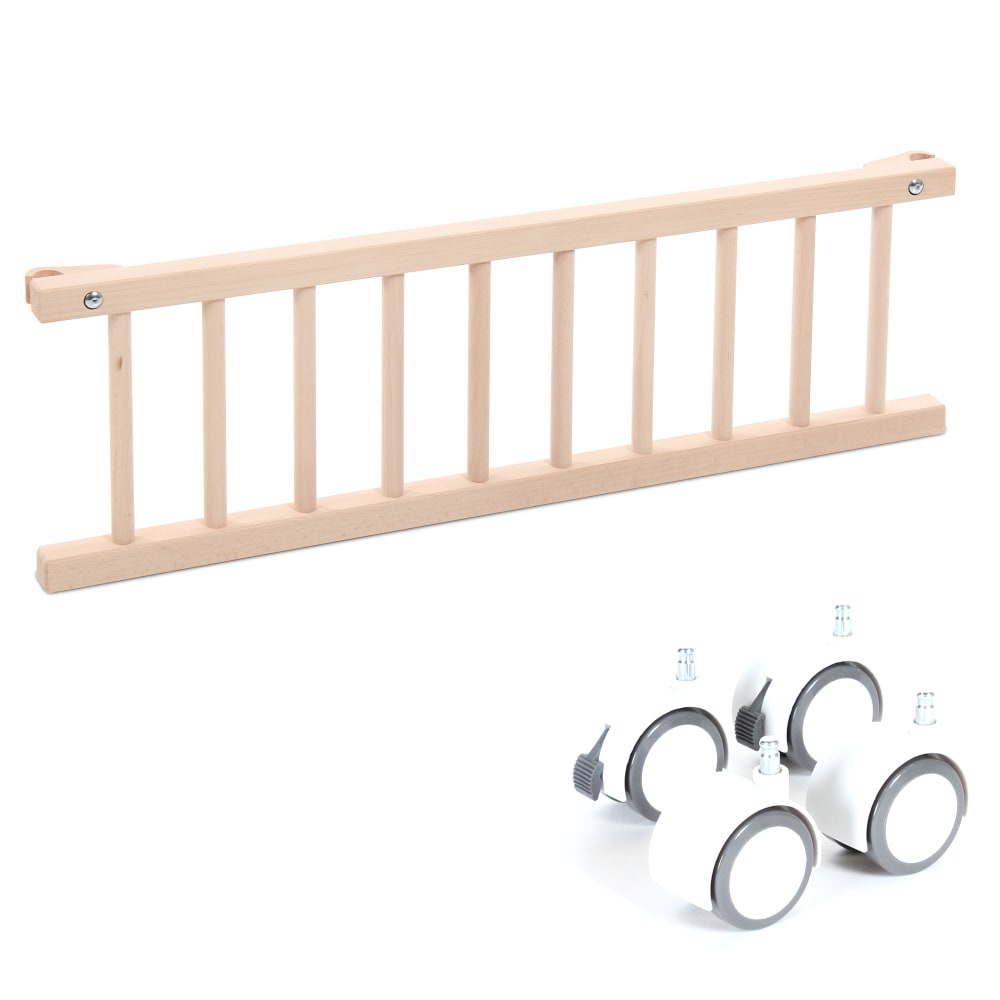 BABYBAY - Kit de transformation berceau babybay original bois - barrière + roues