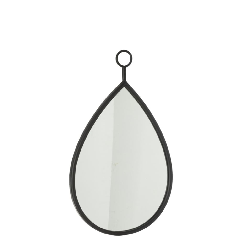 Miroir suspendu bord métal noir 37x61.5 cm