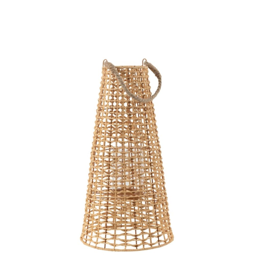 Lanterne en rotin beige