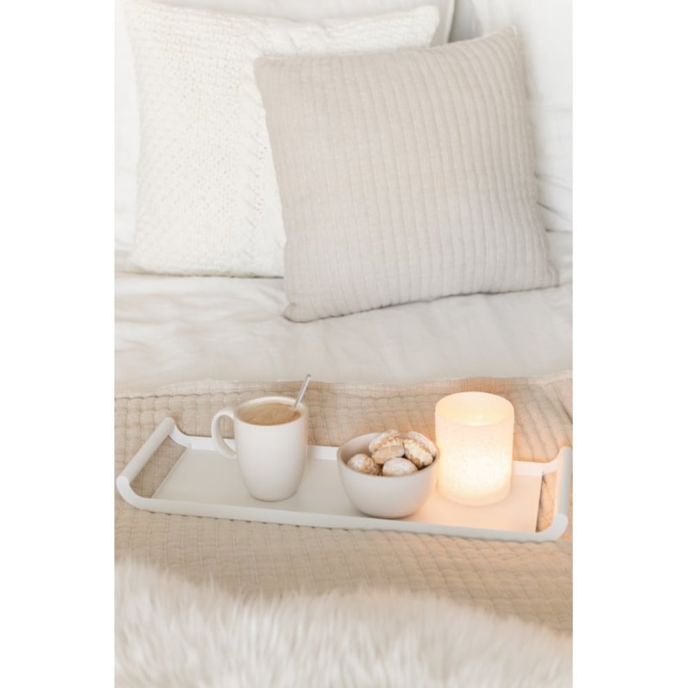 Coussin carré à lignes en coton beige 45x45x12 cm - Maisons du Monde