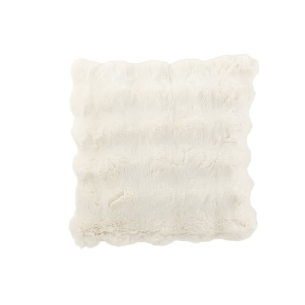 J-line Coussin carré en polyester blanc 45x45x18 cm - Tissu