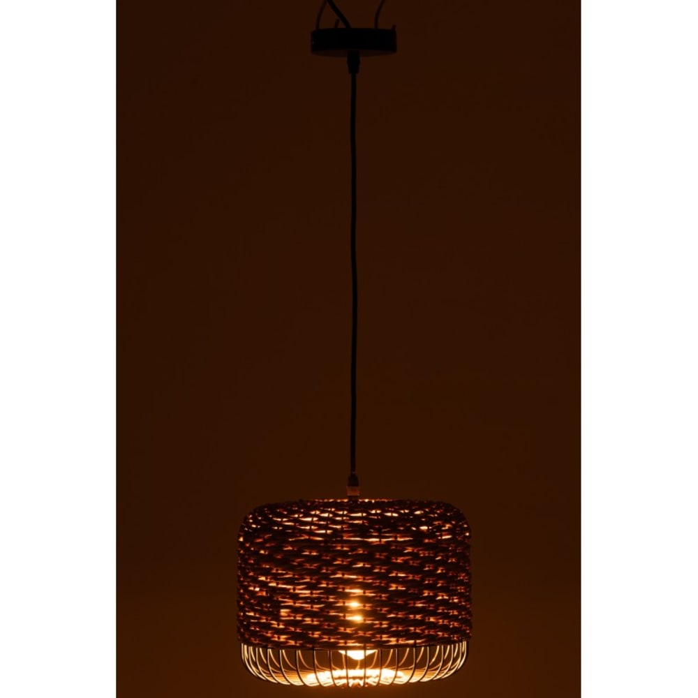 Plafonnier en métal et fibre beige 27x27x20 cm — vue 3