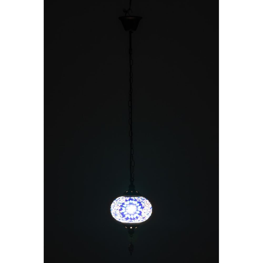 Suspension mosaïque en verre bleu 18x18x80cm — vue 3