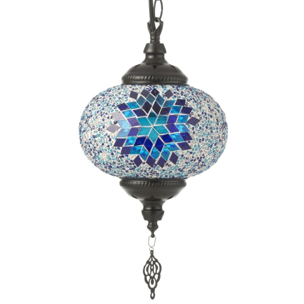 Suspension mosaïque en verre bleu 18x18x80cm — vue 4