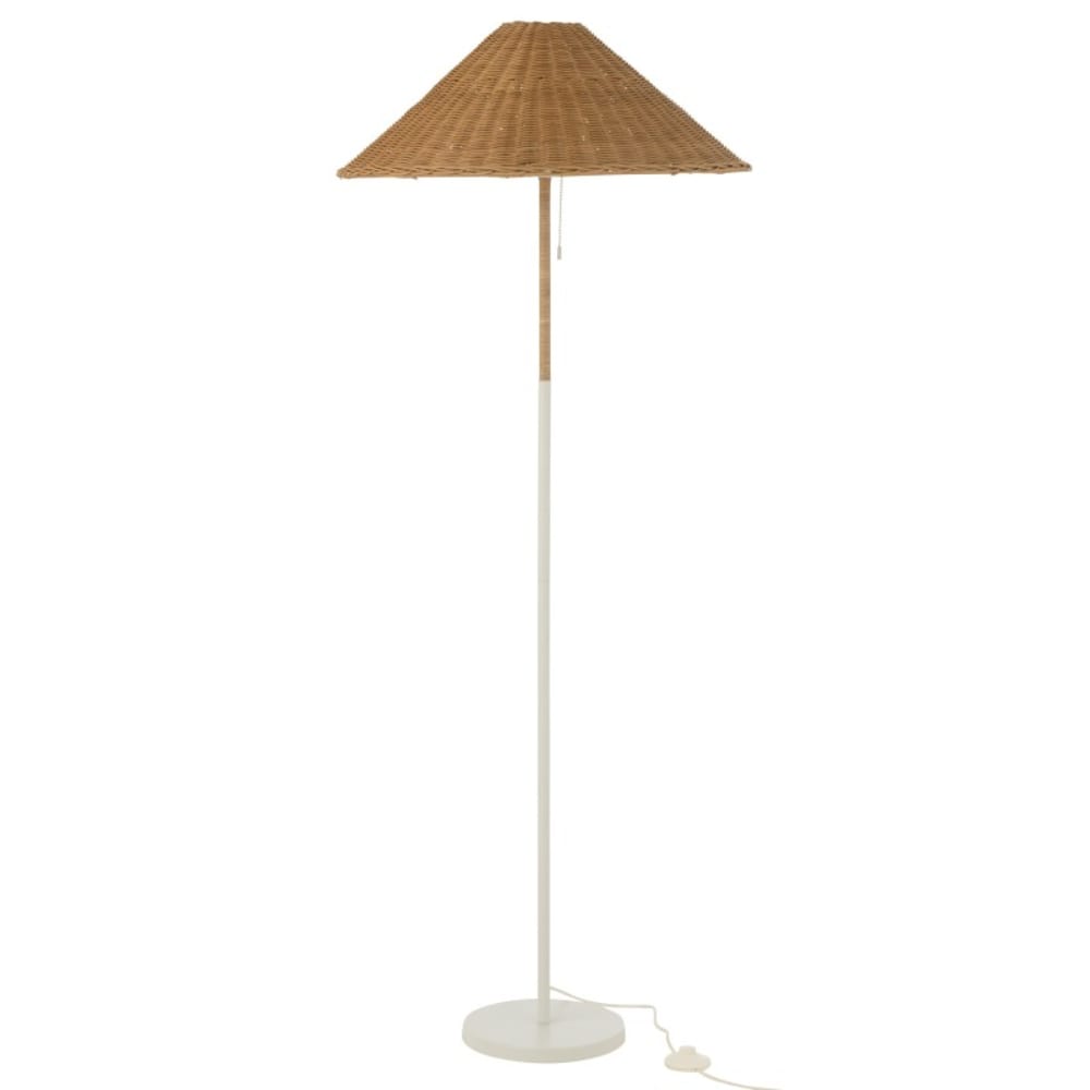 Lampadaire en métal et rotin beige 61x61x154 cm