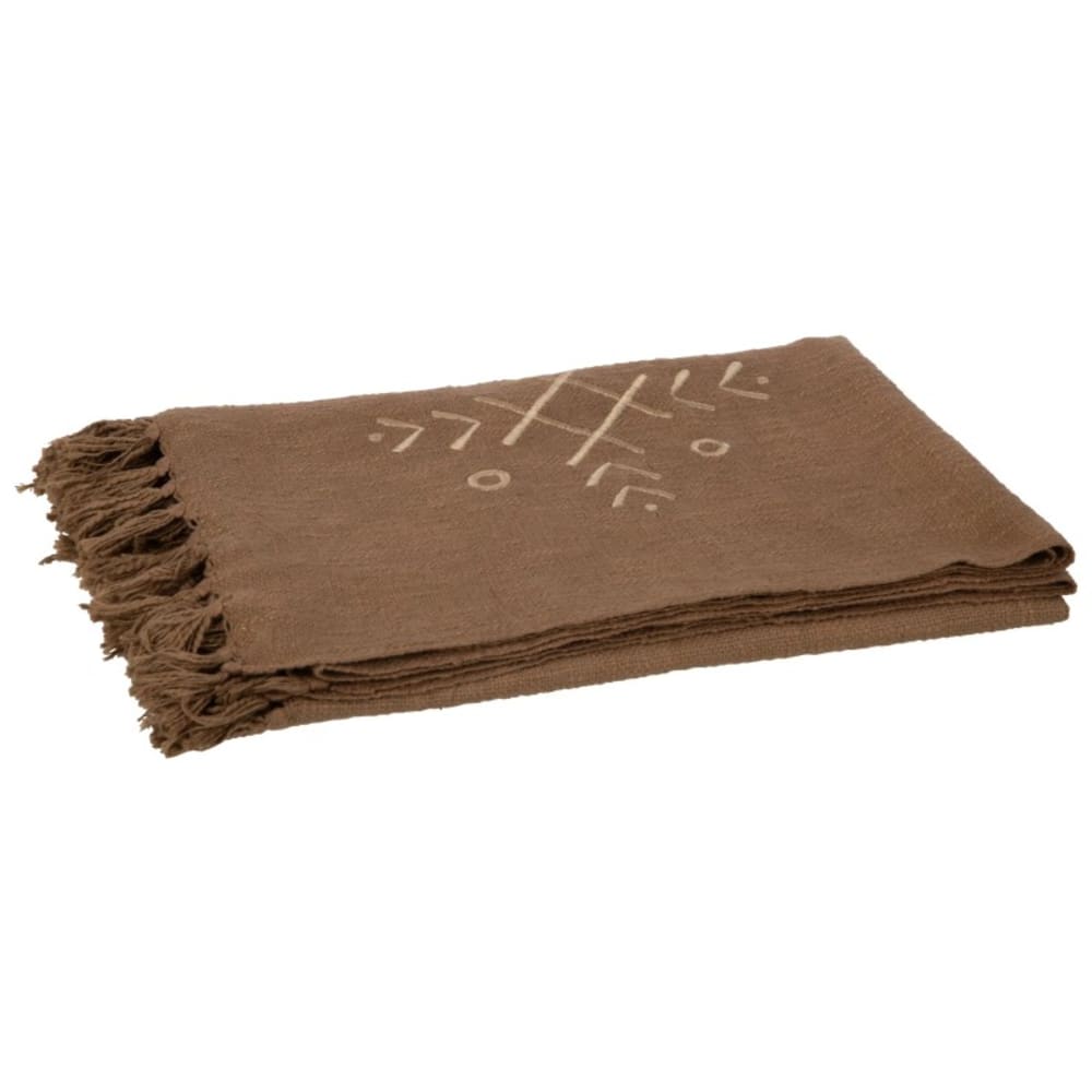 Plaid motifs ethniques en coton beige 130x1x170 cm - Maisons du Monde