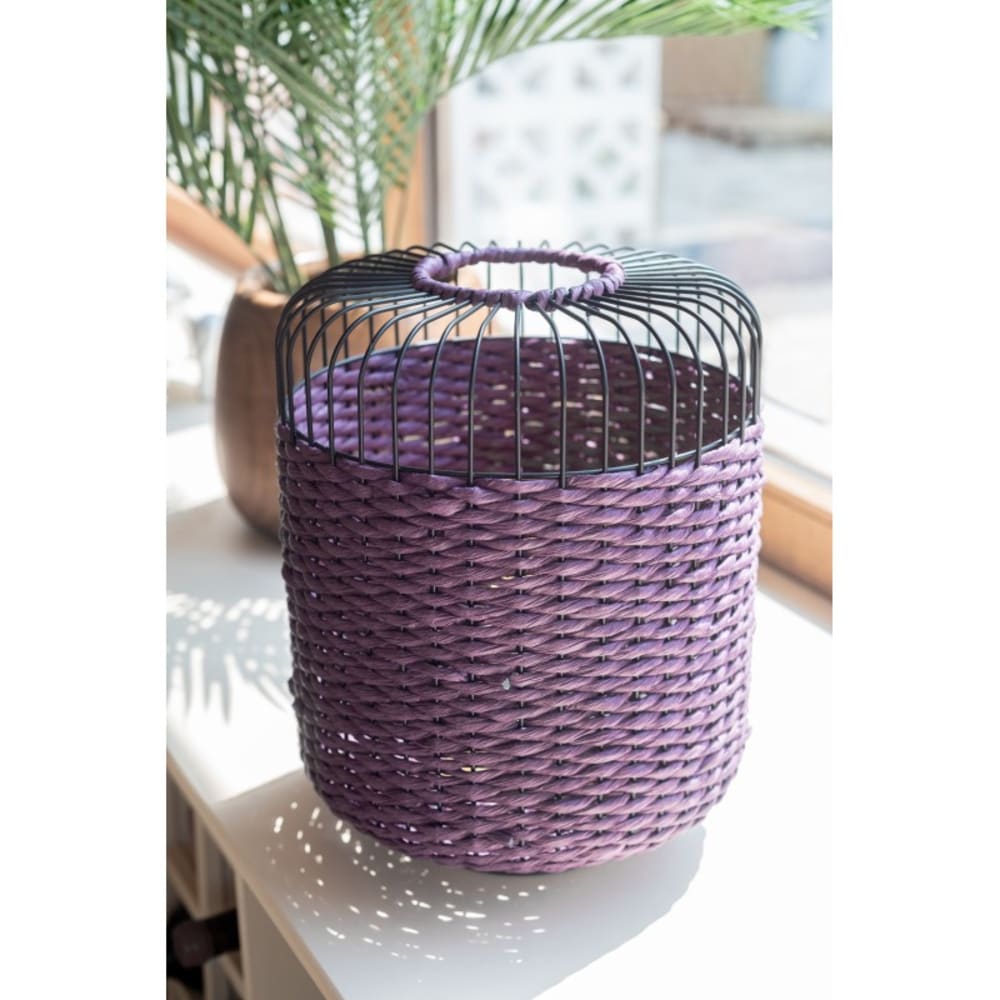 Lampe à poser en métal et fibre mauve 27x27x34.5 cm — vue 4