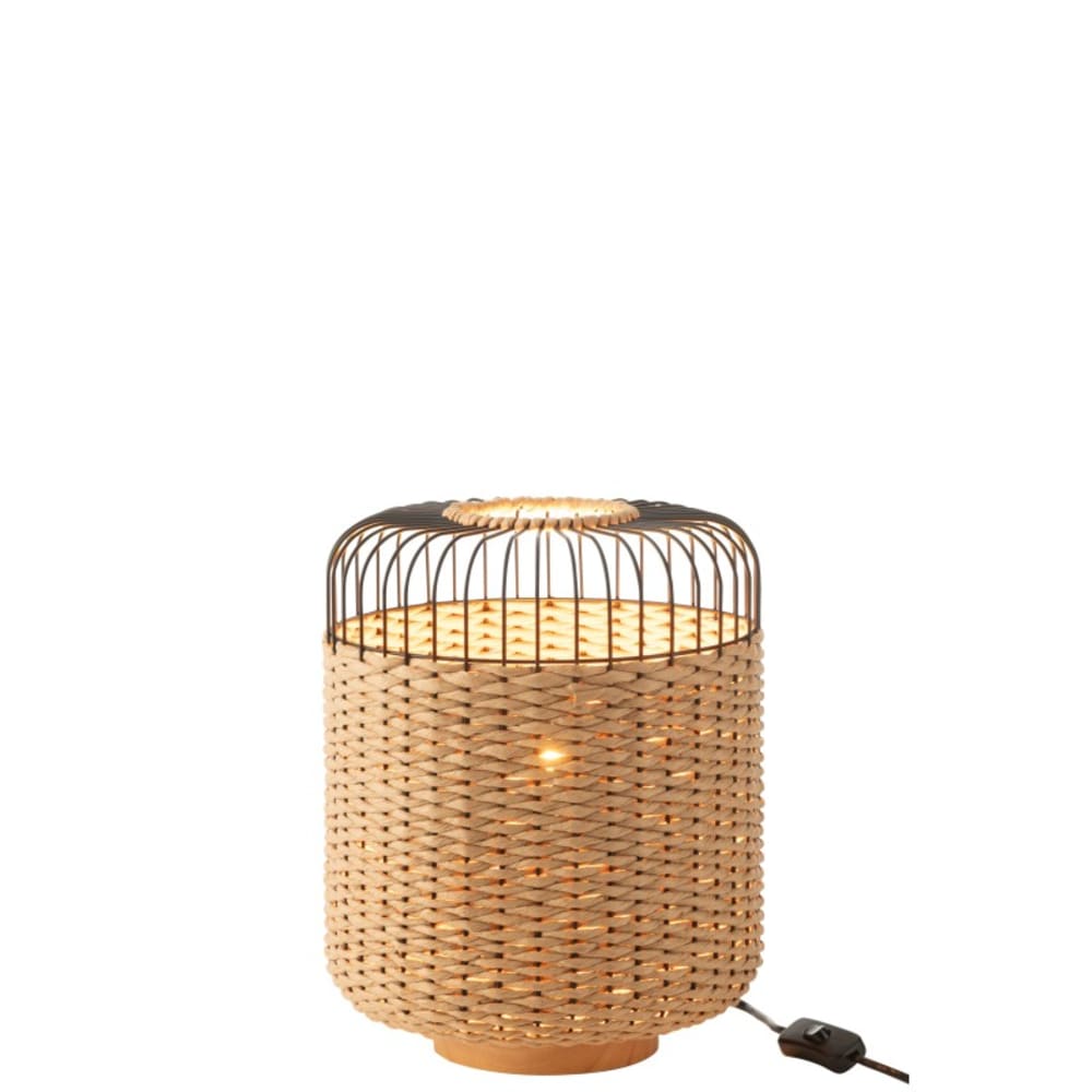 Lampe à poser en métal et fibre beige 27x27x34.5 cm — vue 3
