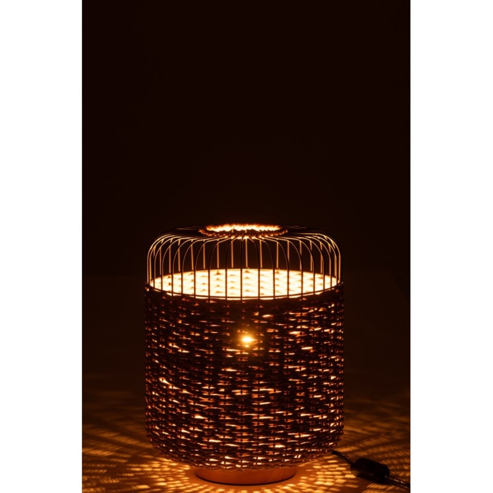 Lampe à poser en métal et fibre beige 27x27x34.5 cm — vue 4