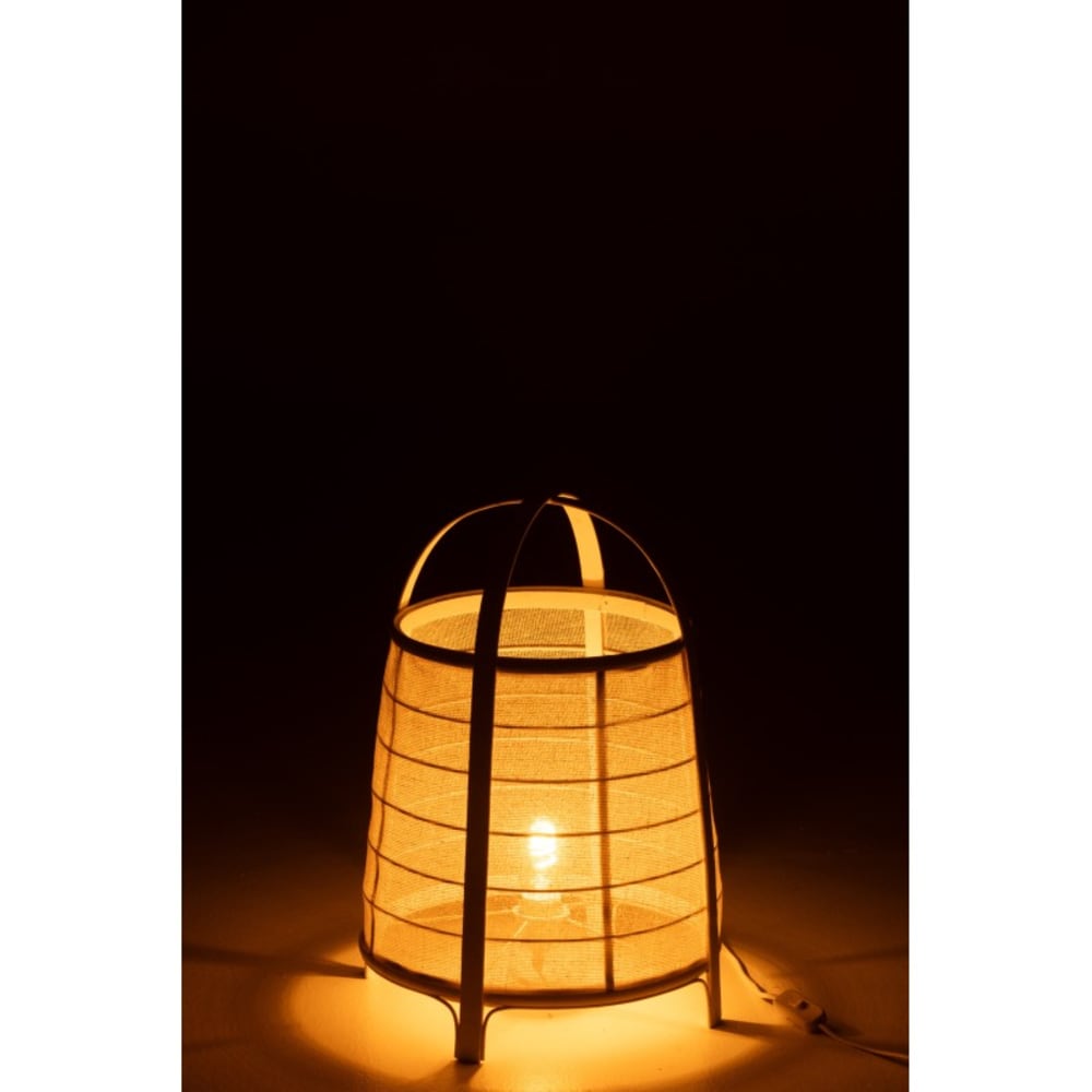 Lampe à poser en tissu et bois beige 36.5x36.5x52.5 cm — vue 3