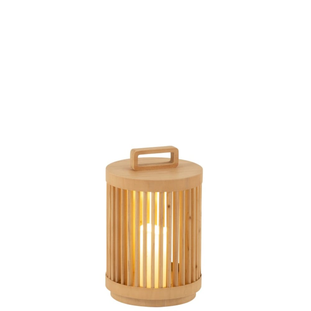 Lampe cylindrique en bois de sapin beige 20.5x20.5x32 cm
