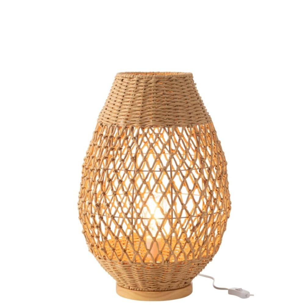 Lampe à poser en métal et bois beige 38x38x54.5 cm — vue 3