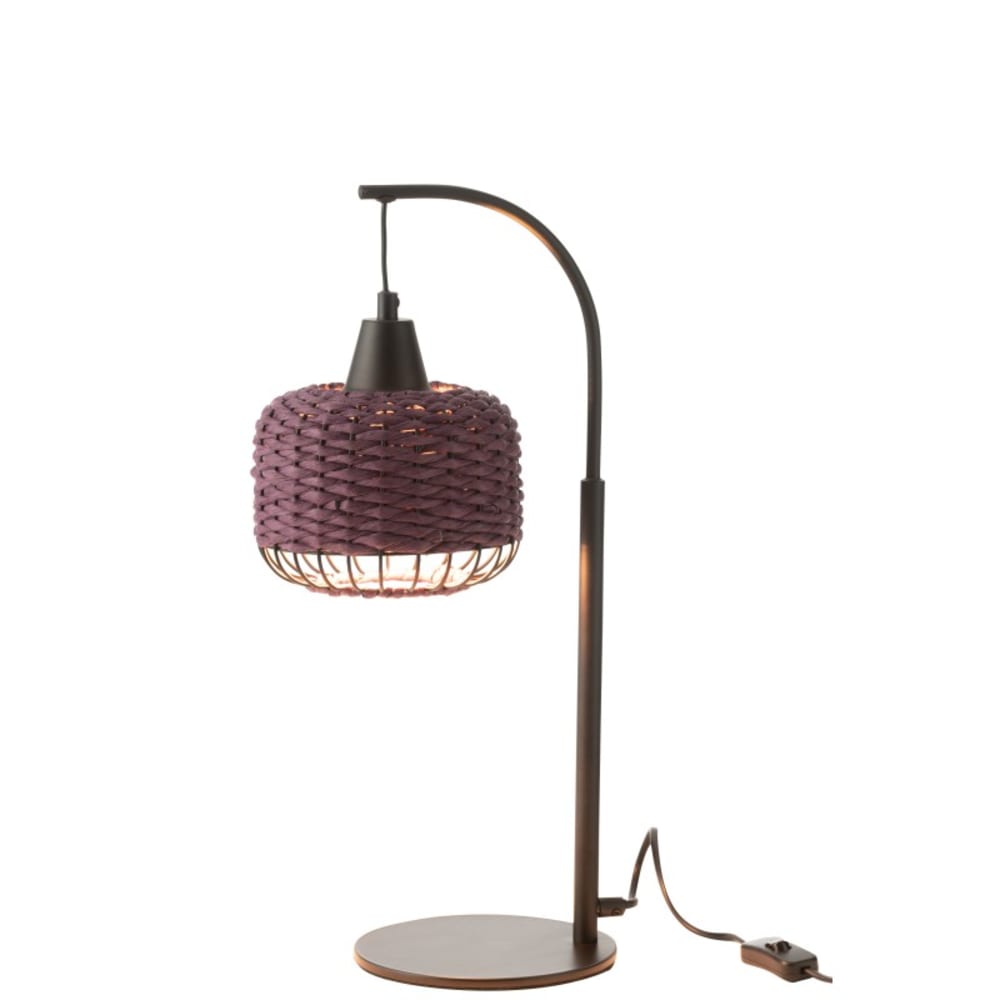 Lampe lanterne en métal et fibre marron 17x17x52 cm - Maisons du Monde