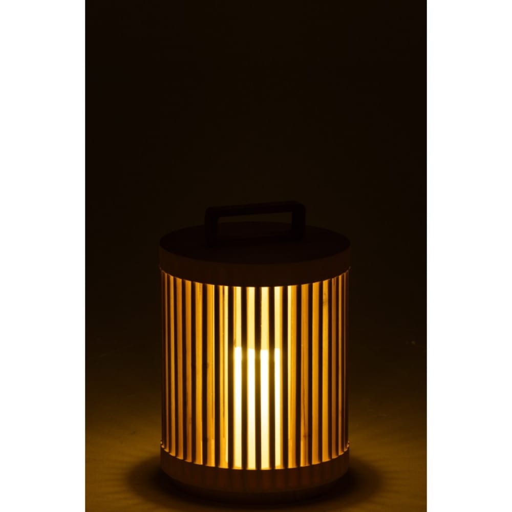 Lampe cylindrique en bois de sapin beige 24.5x24.5x36 cm - Maisons du Monde