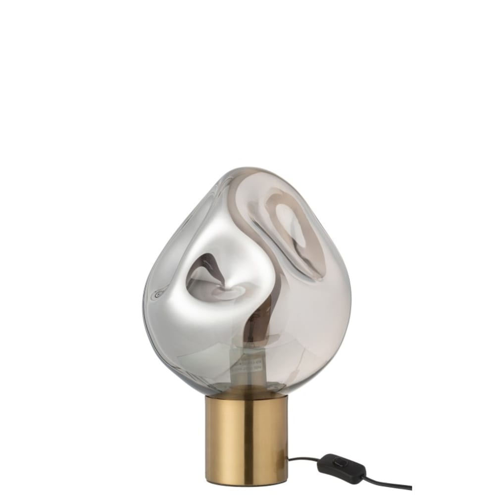 Lampe de table en métal et verre doré 25x25x38 cm — vue 3