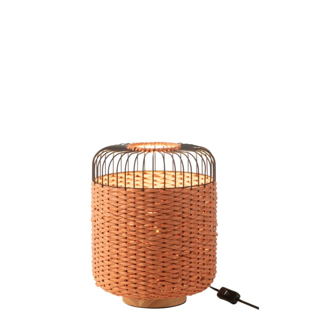 Lampe à poser en métal et fibre orange 27x27x34.5 cm — vue 3