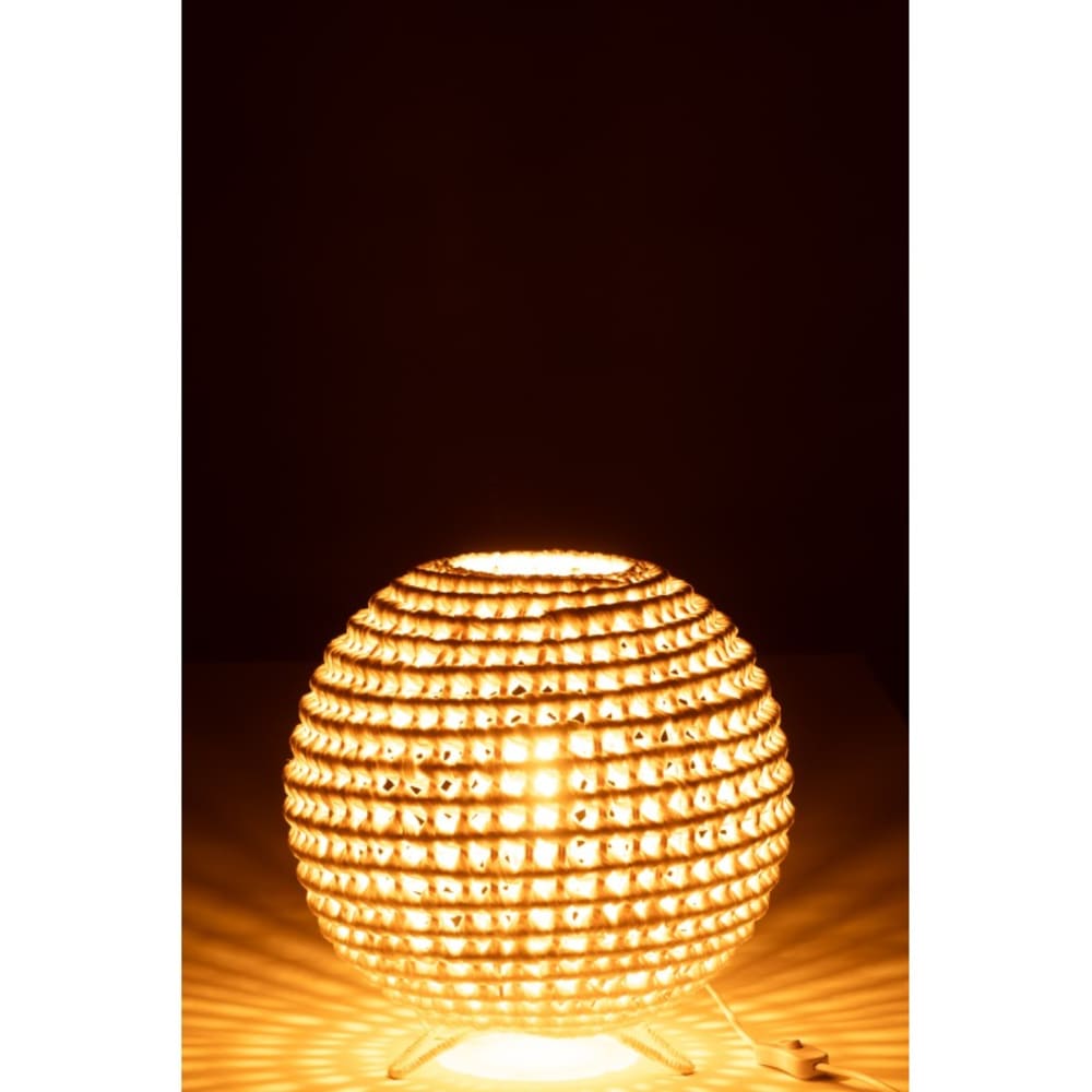Lampe ronde en métal torsadé blanc 35.5x35.5x42 cm — vue 4