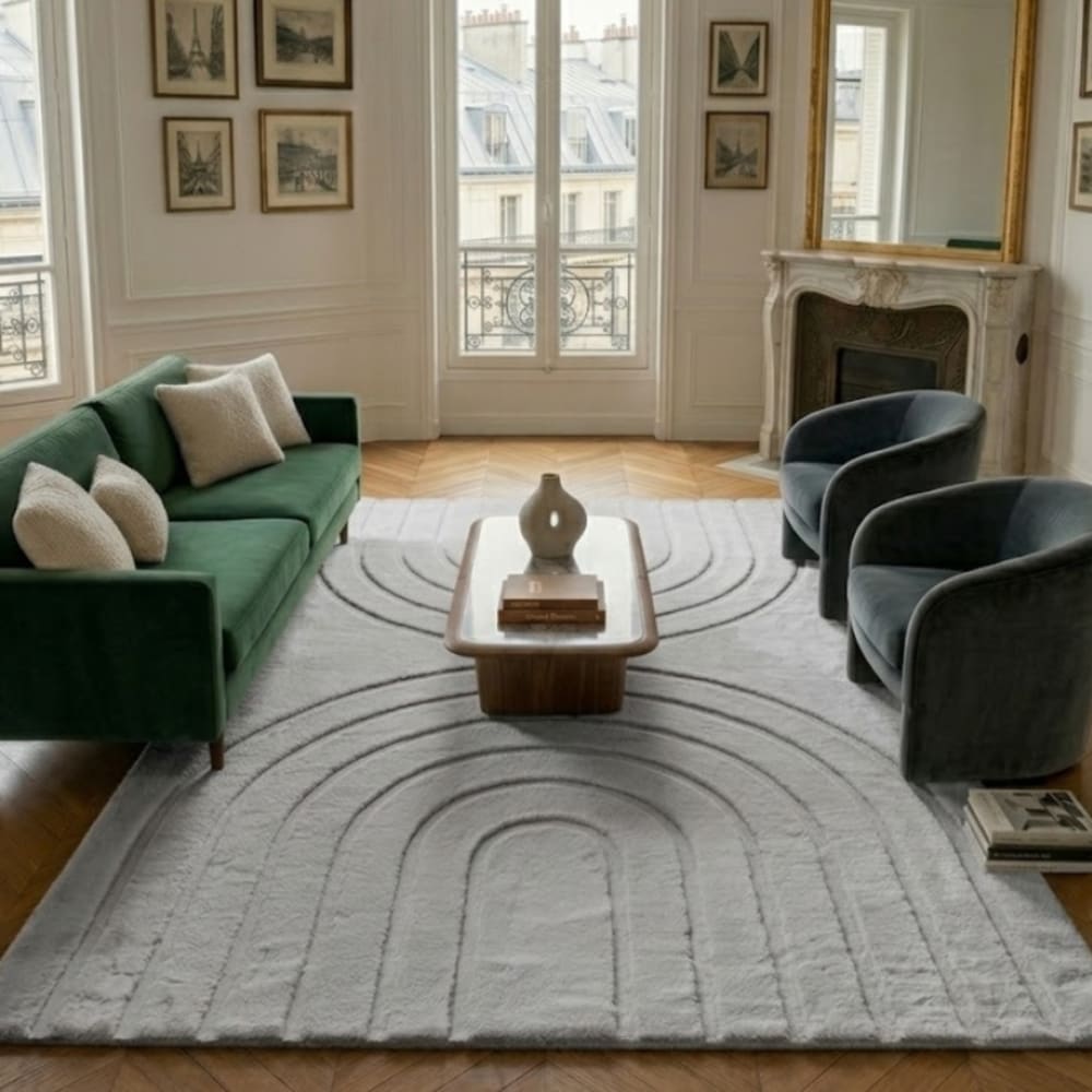 Tapis doux gris, motif arc - 120x160 — vue 3