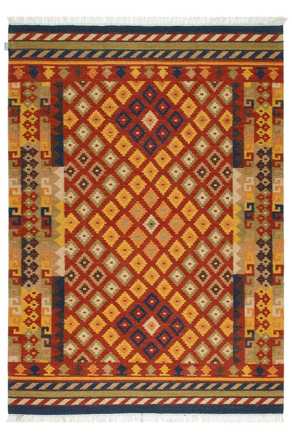 Handgewebter Kelim Orientteppich aus Wolle Orange 200x300 cm -