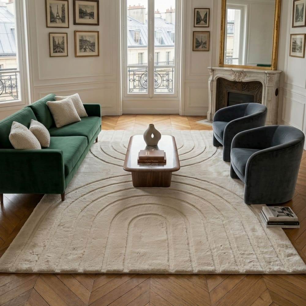 Tapis doux beige, motif arc - 160x230 — vue 3