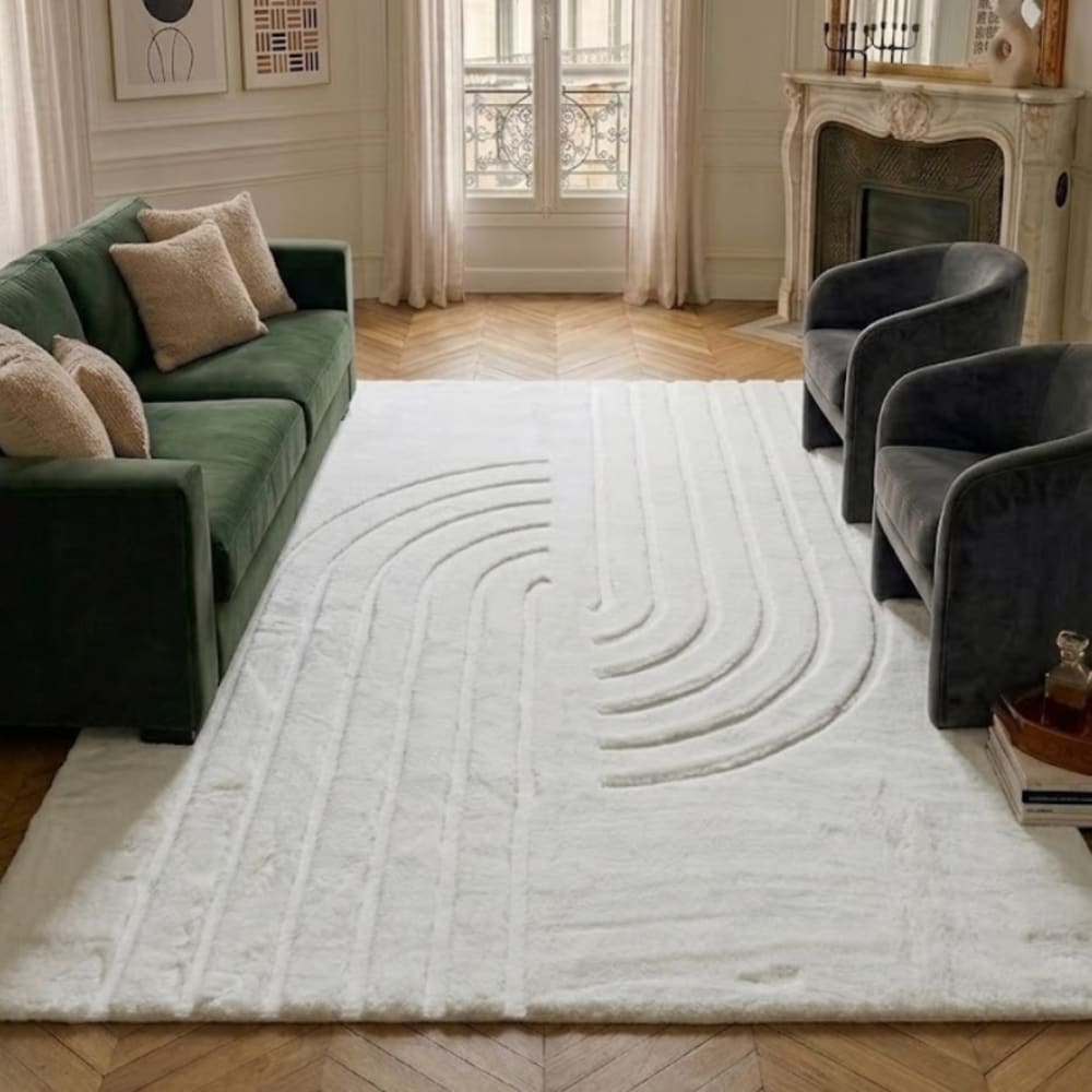 Tapis doux blanc, motif demi arc - 160x230 — vue 3