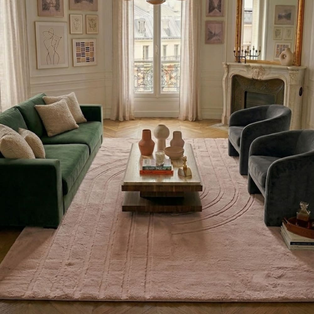 Tapis doux rose, motif demi arc - 120x160 — vue 3