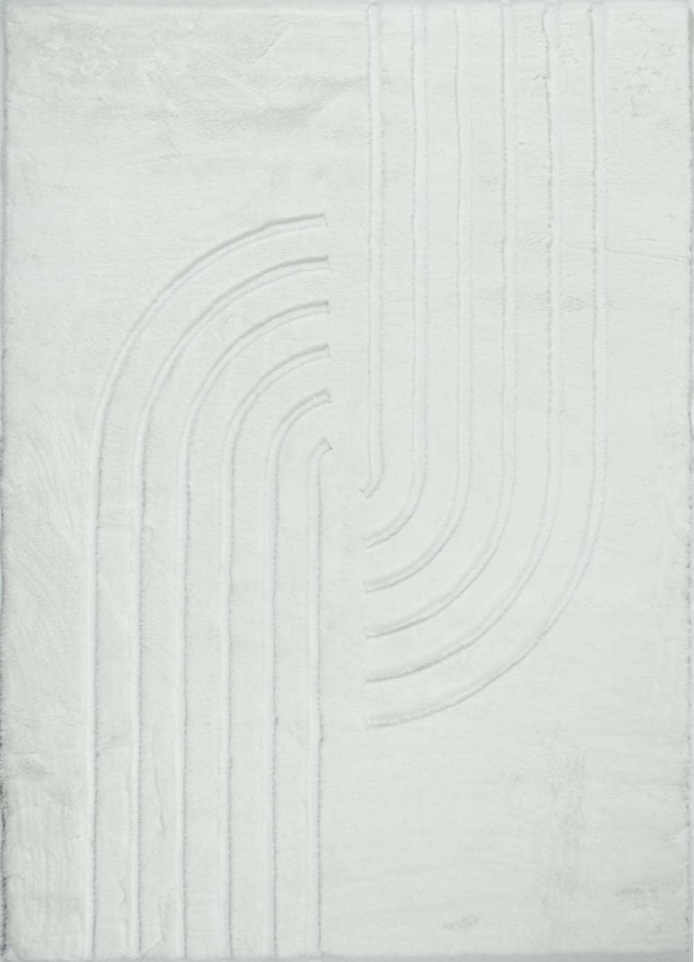 Tapis doux blanc, motif demi arc - 80x150