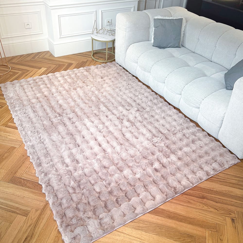 Tapis doux rose aspect bulles - 160x230 — vue 3