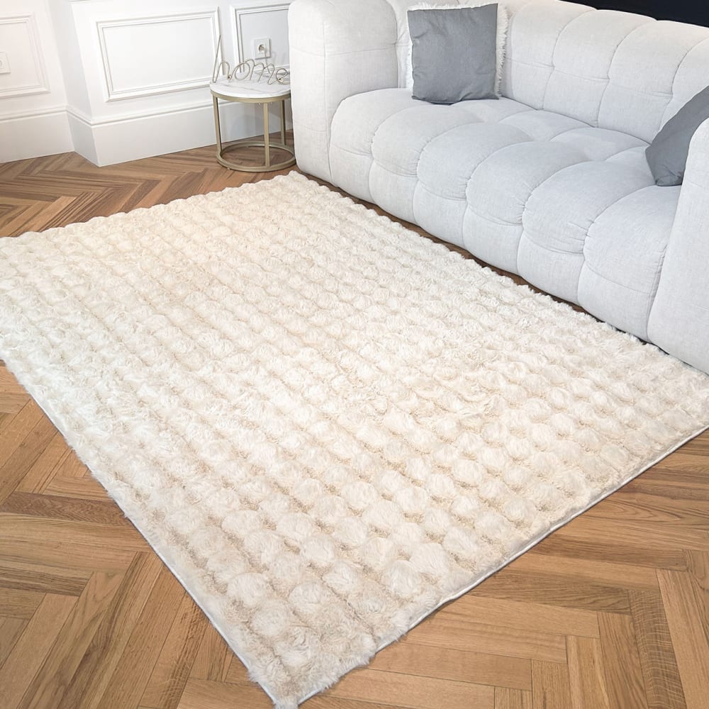 Tapis doux beige aspect bulles - 120x160 — vue 3
