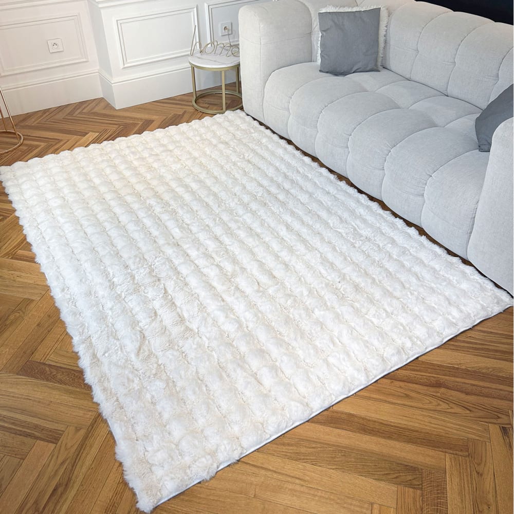 Tapis doux blanc aspect bulles - 200x290 — vue 3