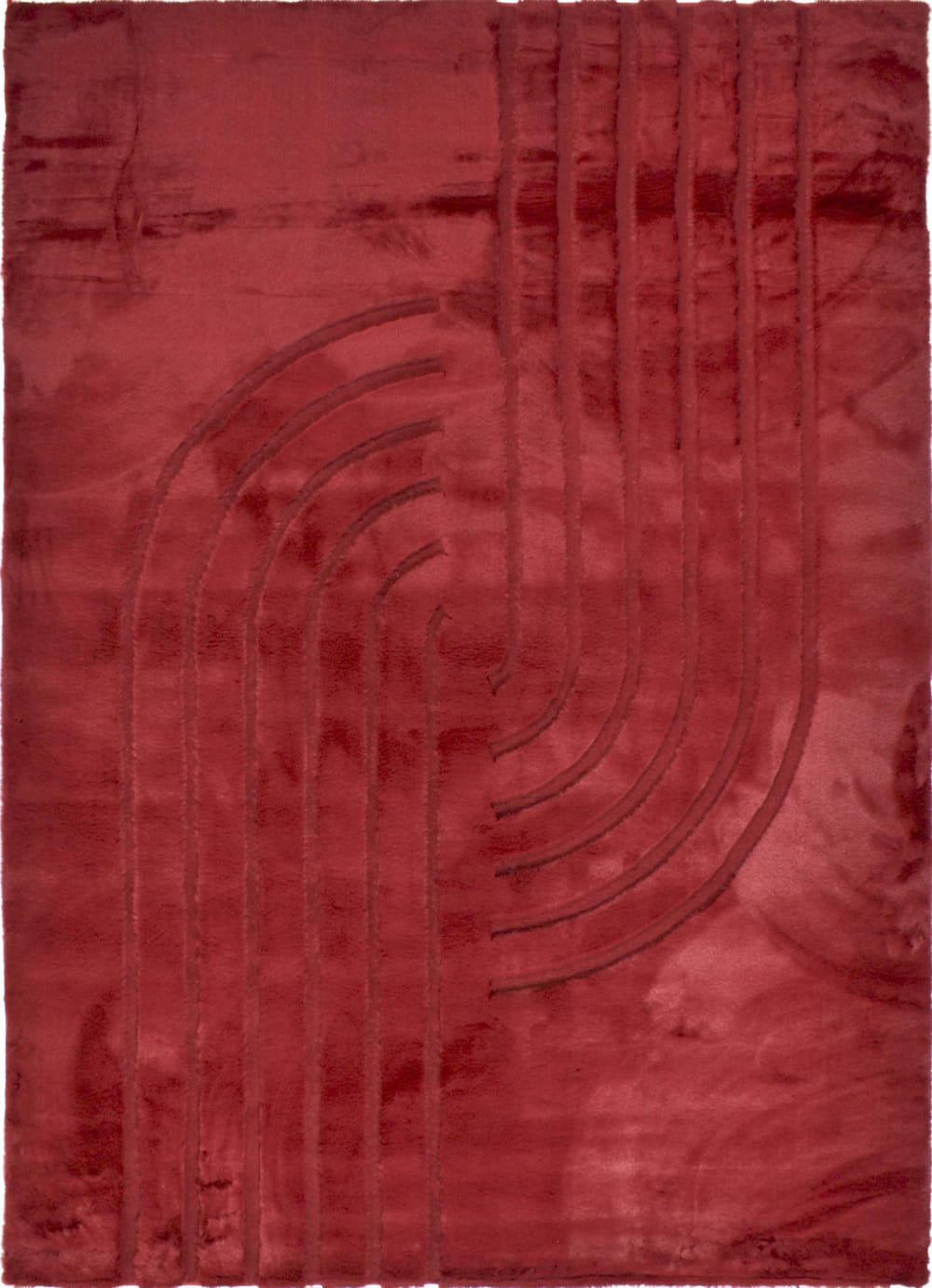 Tapis doux rouge, motif demi arc - 80x150