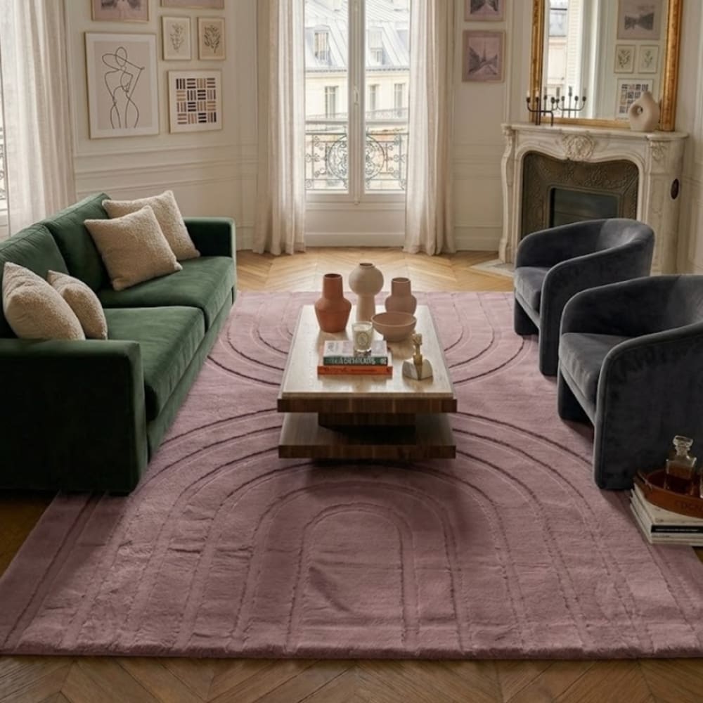 Tapis doux rose, motif arc - 160x230 — vue 3