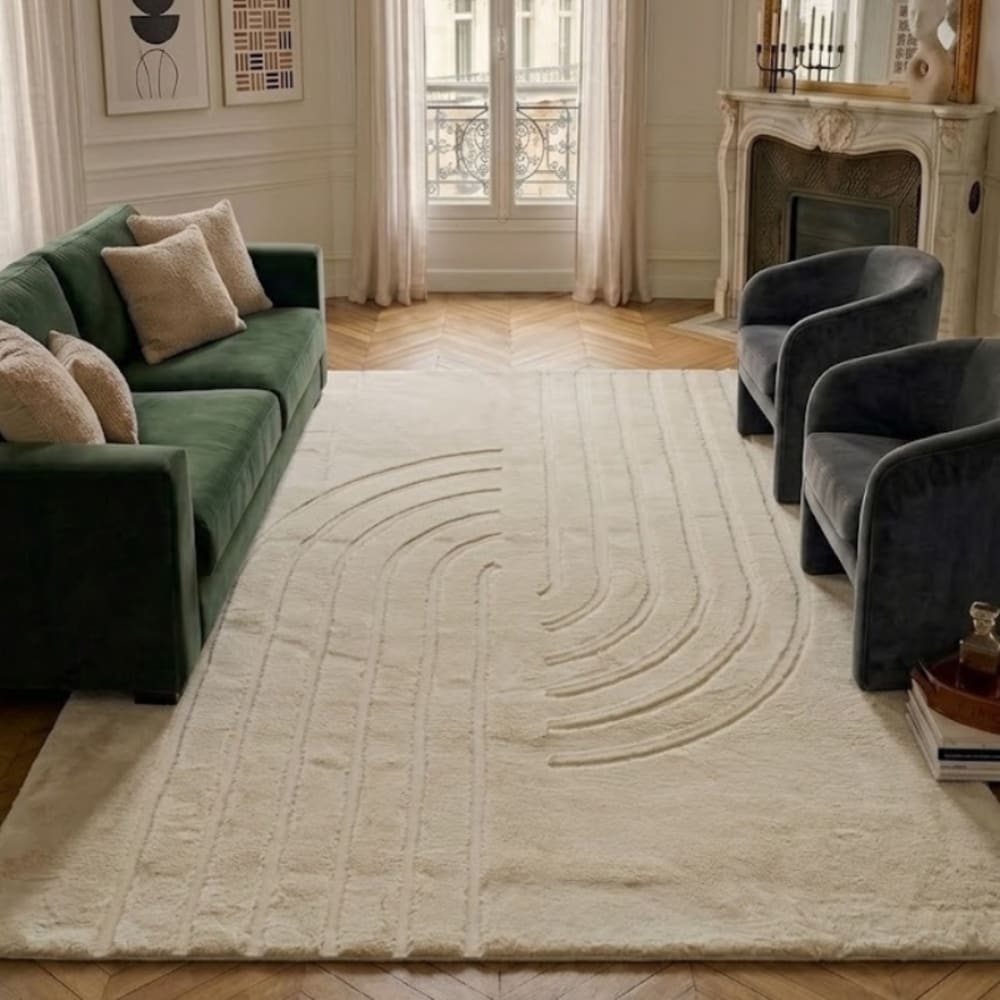 Tapis doux beige, motif demi arc - 160x230 — vue 3