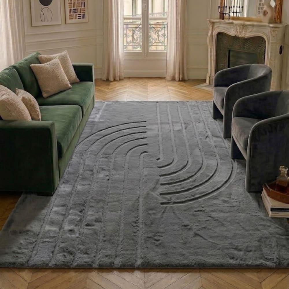 Tapis doux anthracite, motif demi arc - 80x150 — vue 3
