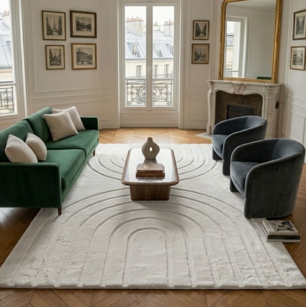 Tapis doux blanc, motif arc - 80x150 — vue 3