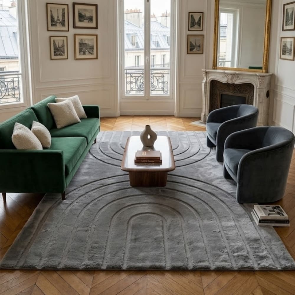 Tapis doux anthracite, motif arc - 200x290 — vue 3