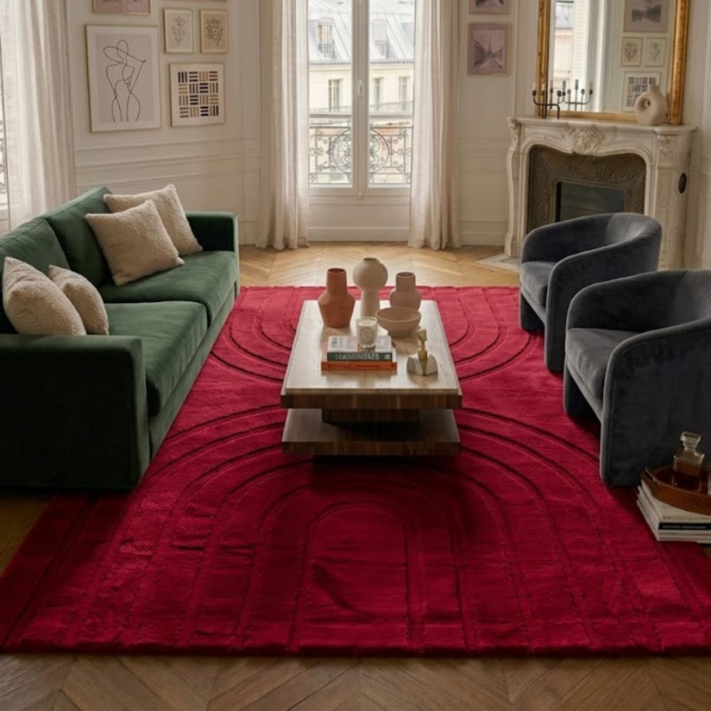 Tapis doux rouge, motif arc - 160x230 — vue 3