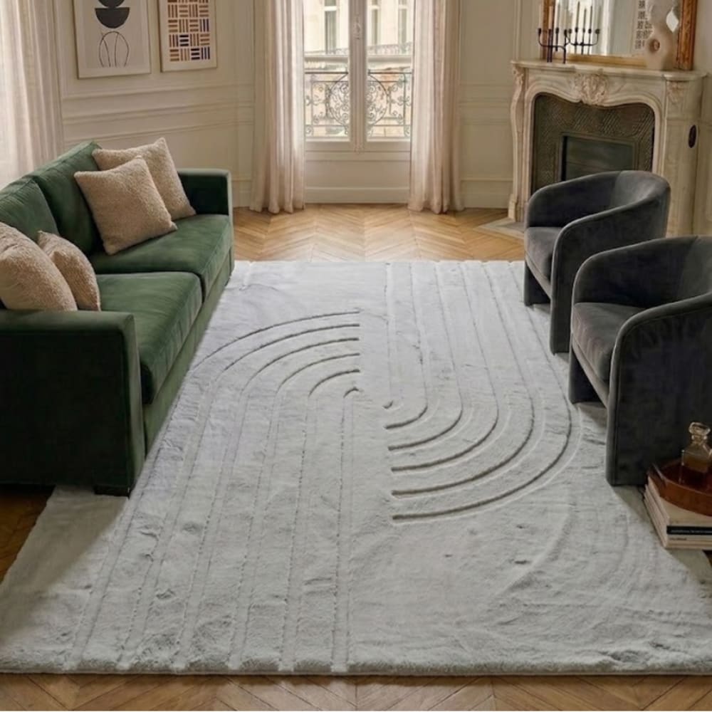 Tapis doux gris, motif demi arc - 200x290 — vue 3