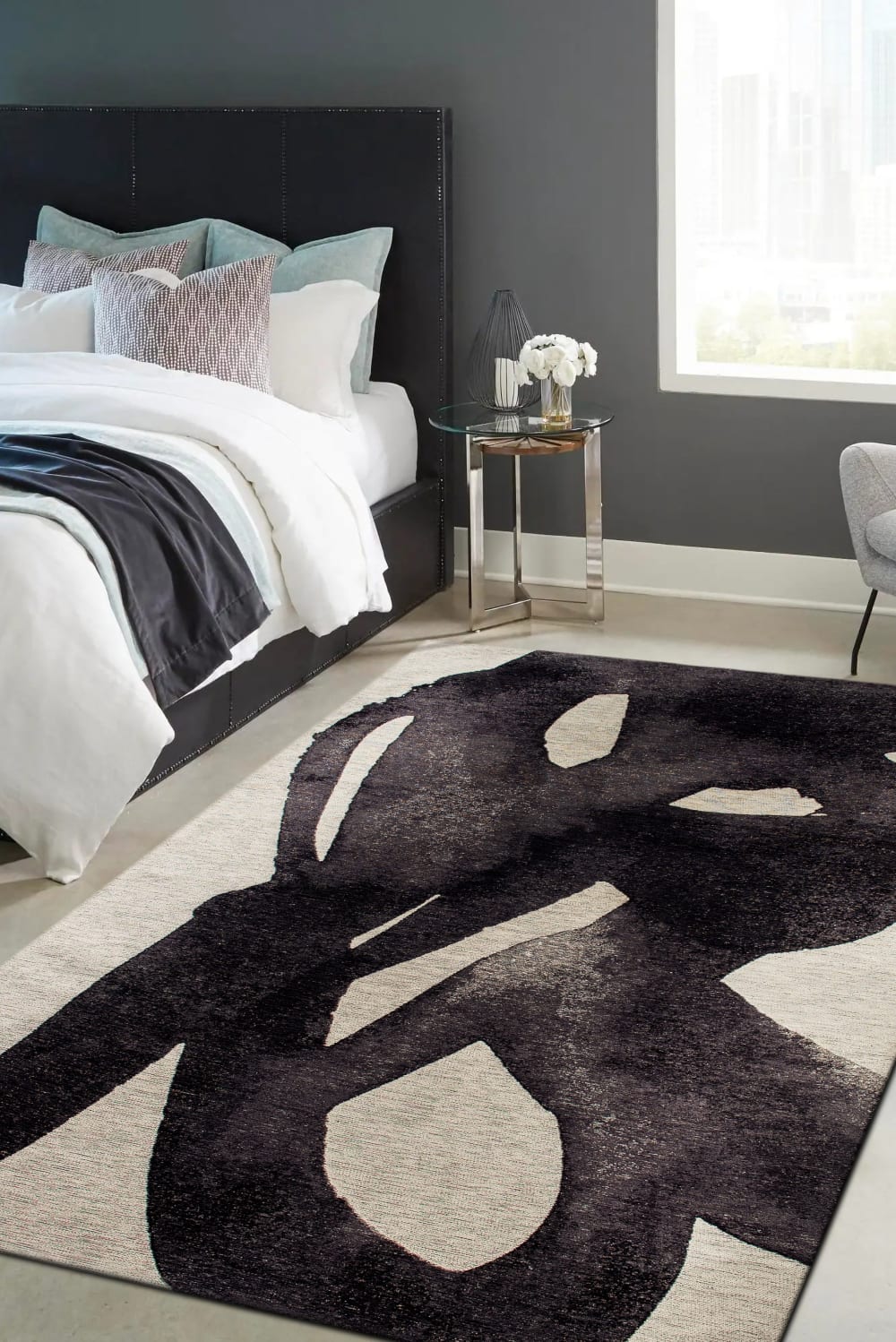 Novatrend Wohnzimmer- und Schlafzimmerteppich modern flachgewebt YOYO style modern Schwarz Öko-Tex Zertifikat Pes - Polyester