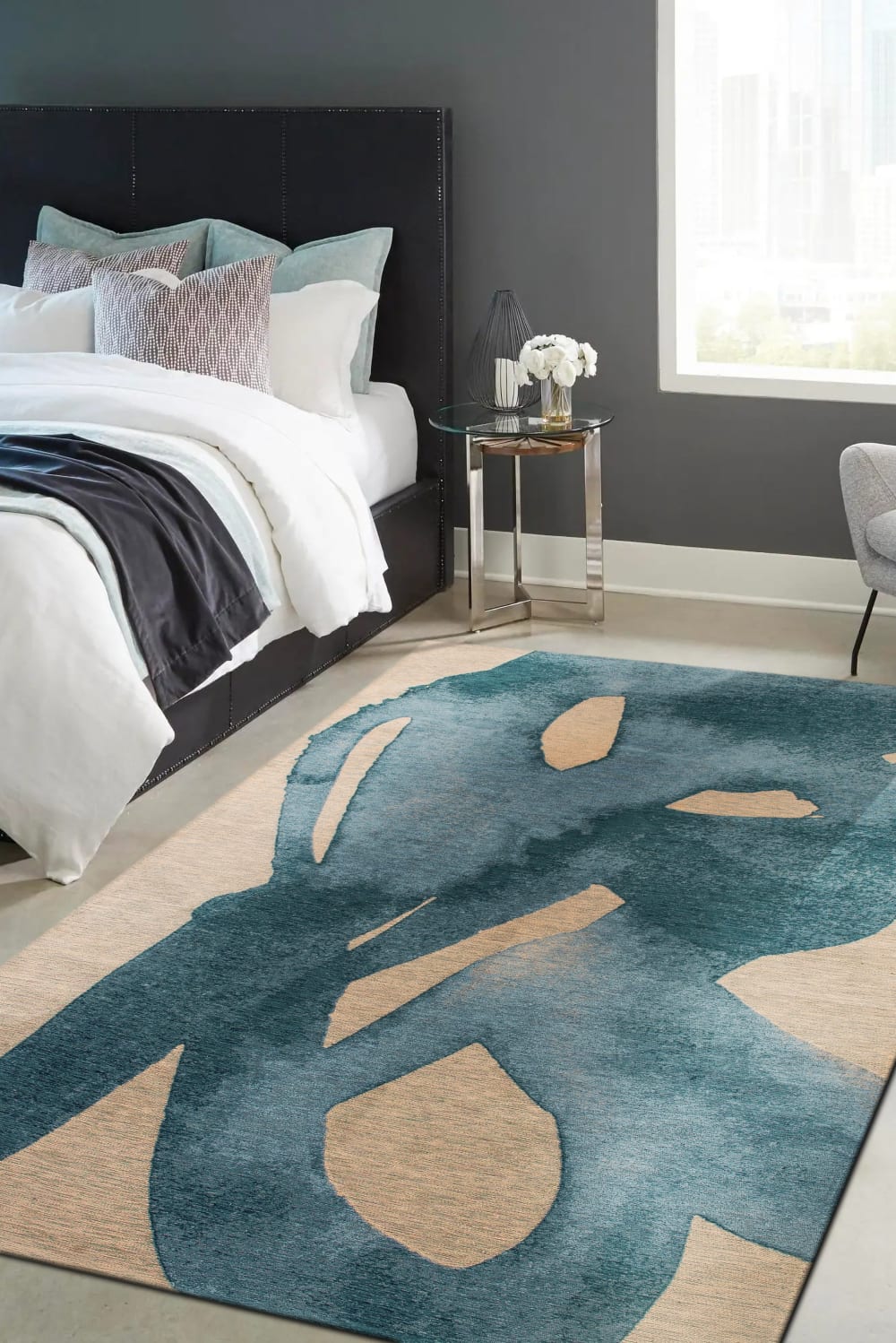 Novatrend Wohnzimmer- und Schlafzimmerteppich modern flachgewebt YOYO style modern Blau Öko-Tex Zertifikat Pes - Polyester