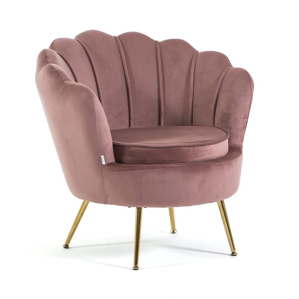 Fauteuil relax coquillage velours rose/or