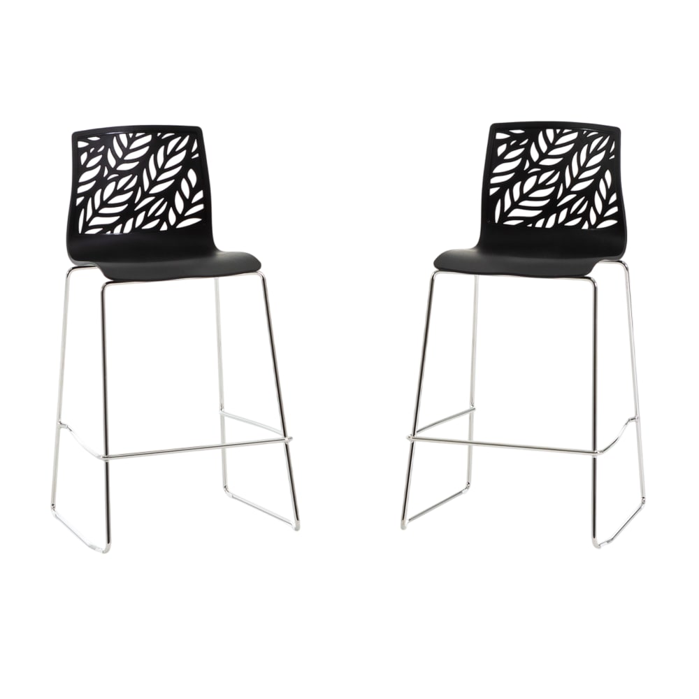 Set de 2 tabourets de cuisine en résine avec fibre de verre anthracite