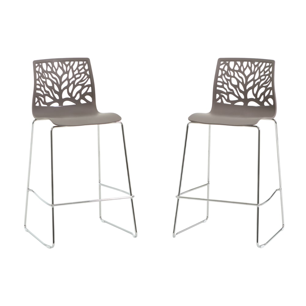 Lot de 2 tabourets de cuisine en résine avec fibre de verre taupe