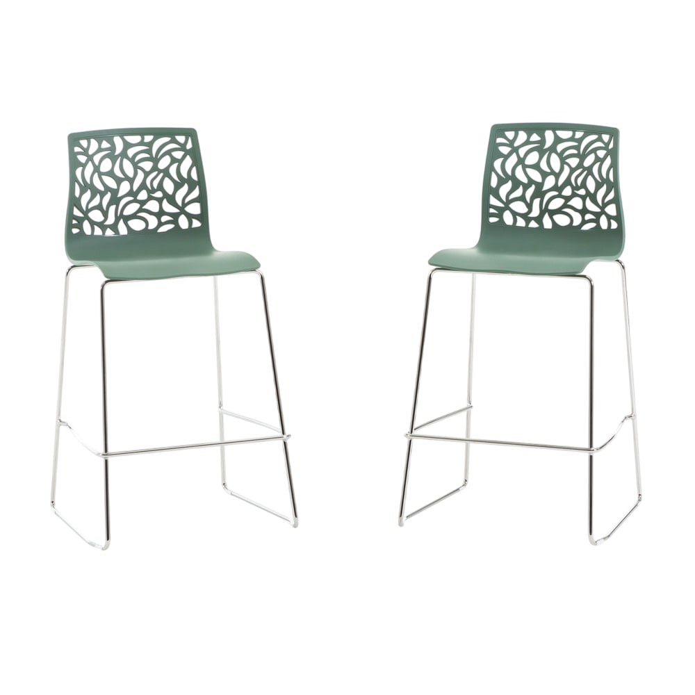 Lot de 2 tabourets de cuisine en résine avec fibre de verre sauge