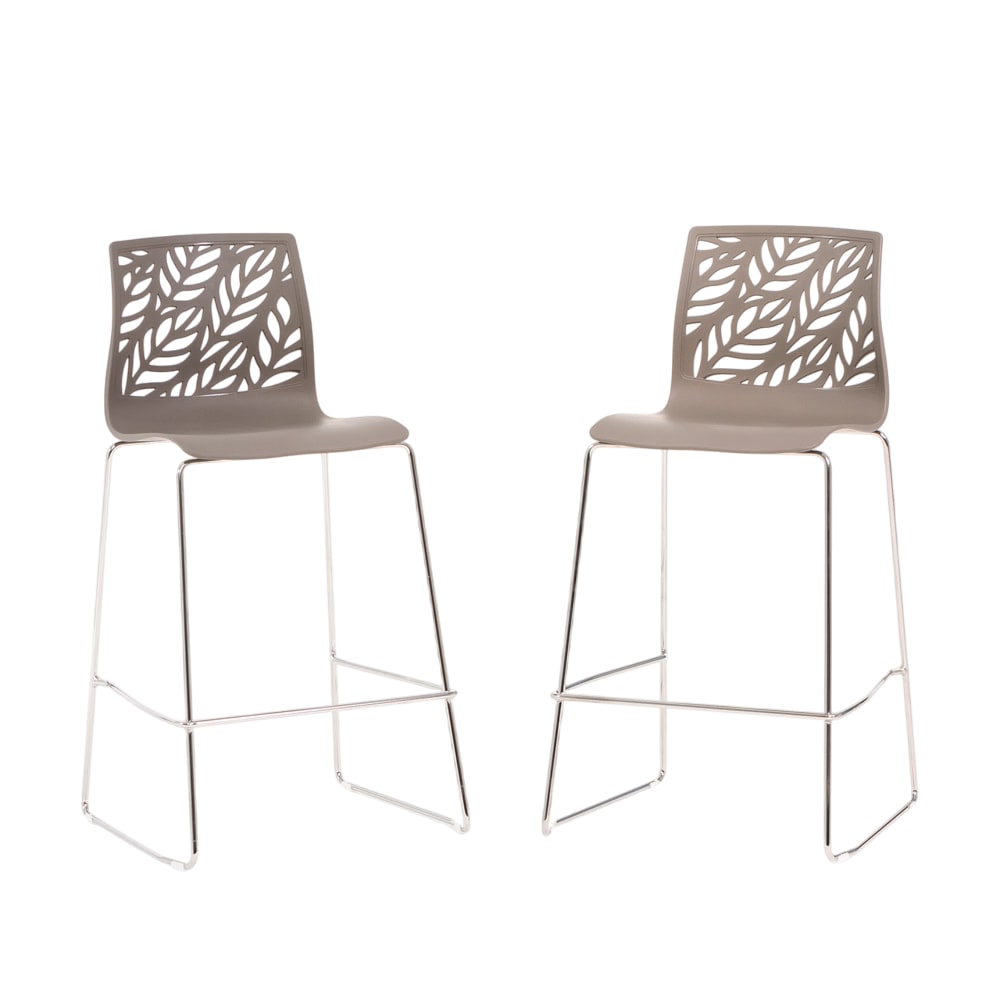 Lot de 2 tabourets de cuisine en résine avec fibre de verre taupe