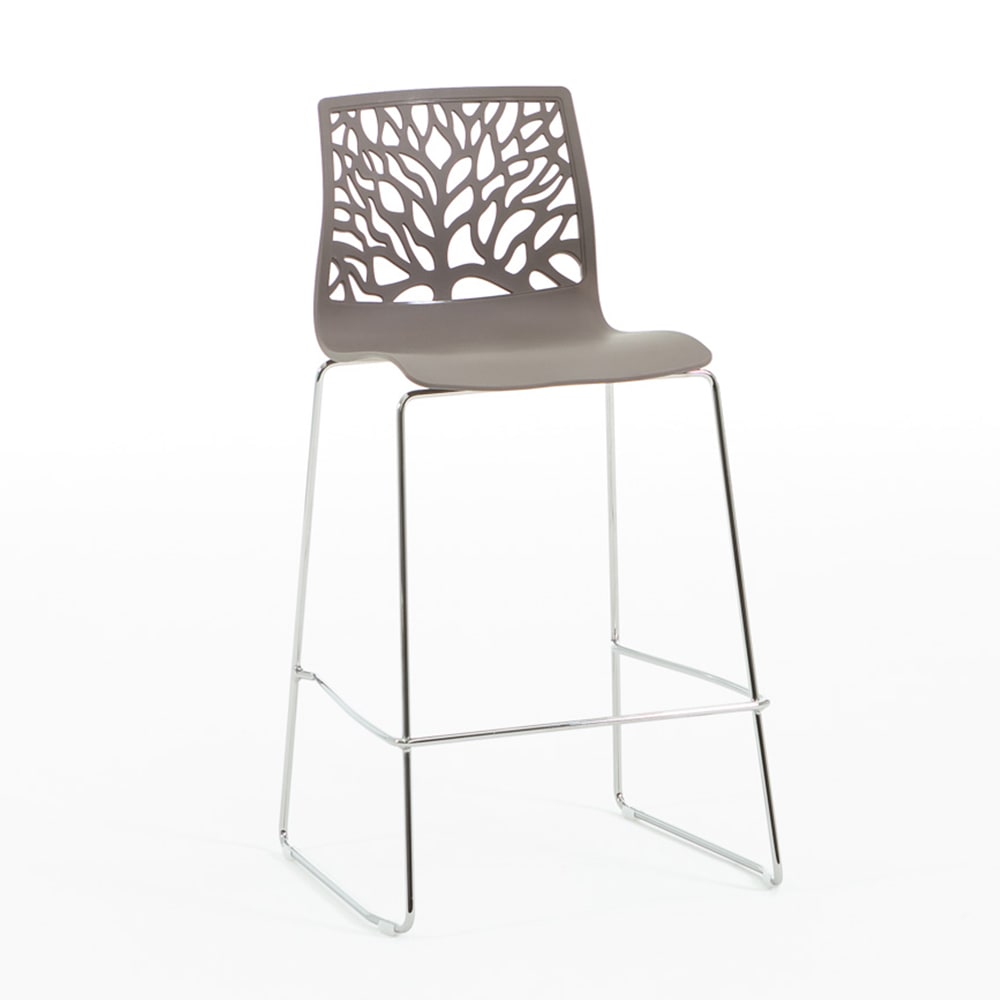 Tabouret de cuisine en résine avec fibre de verre taupe