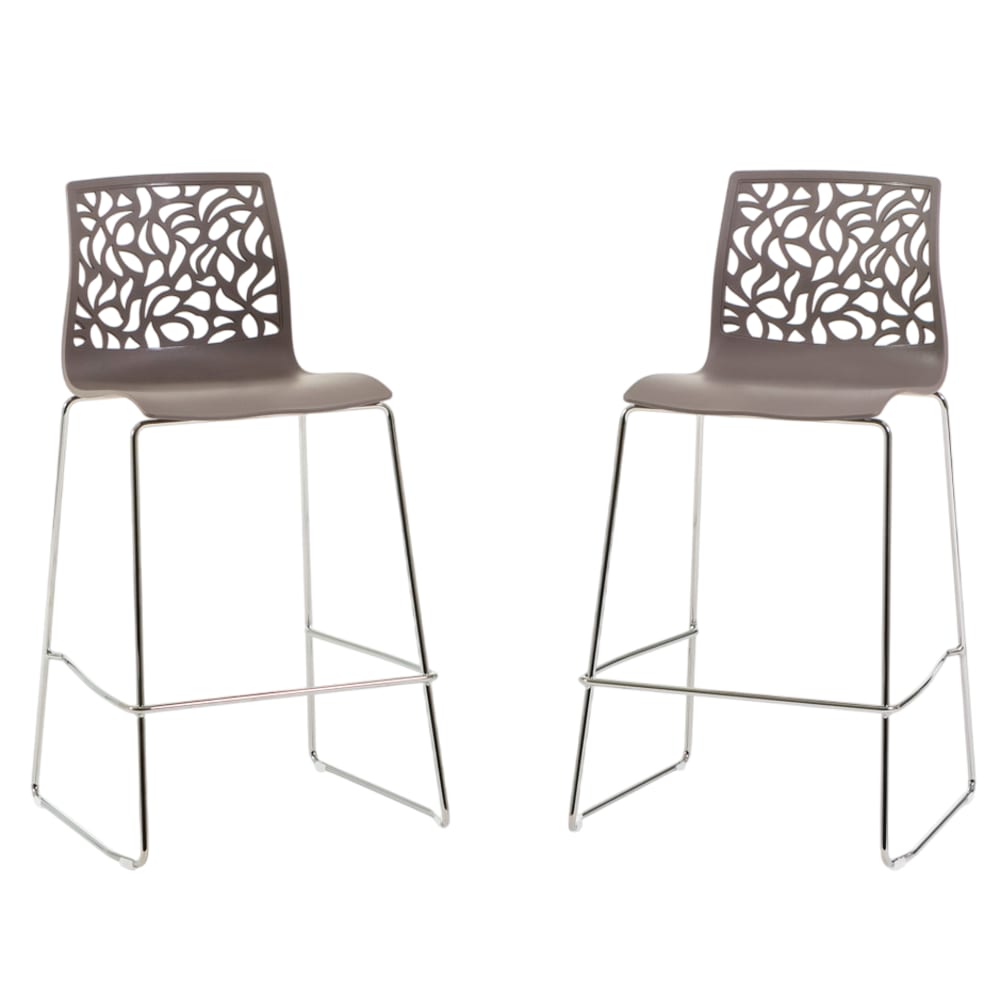 Lot de 2 tabourets de cuisine en résine avec fibre de verre taupe