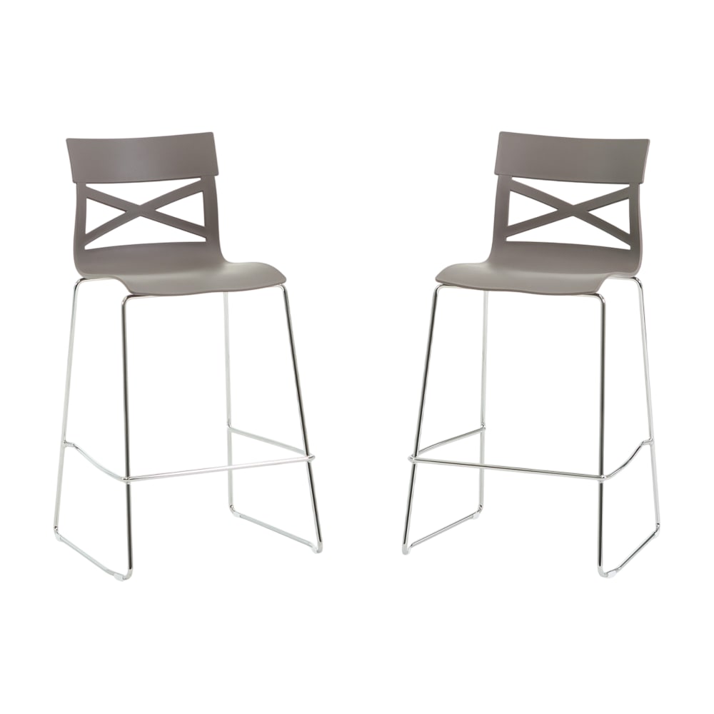 Lot de 2 tabourets de cuisine en résine avec fibre de verre taupe